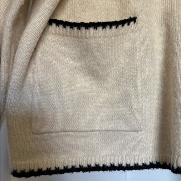 Super cute Lush Cream V-Neck Sweater with Black Trim. Size S - Picture 2 of 7